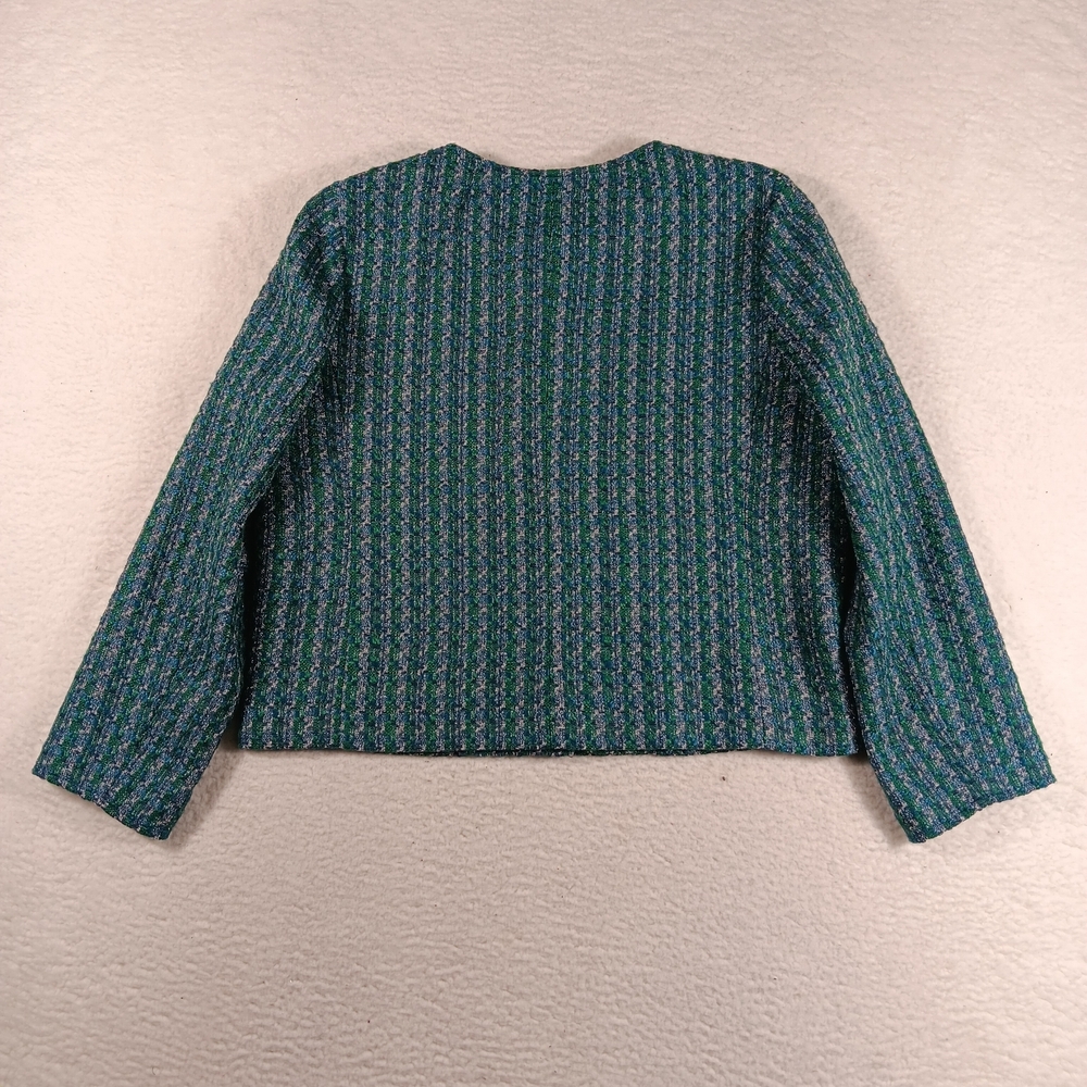 J. Crew Tweed Lady Jacket Womens 16 Green Textured Gold Creat Buttons Career - Picture 8 of 13